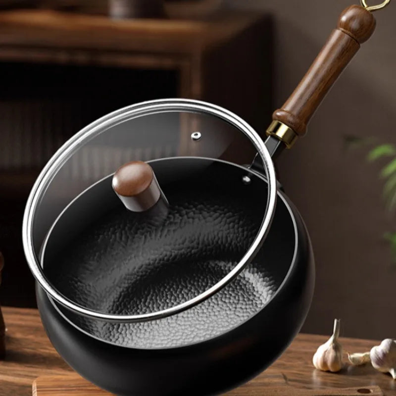 Stovetop-Safe Non-Coating Cast Iron Pot, Large Capacity Belly Design for Soup Stewing, Durable Cookware