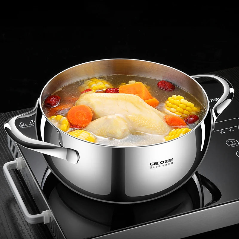 LFGB Certification 304 Stainless Steel Kitchen Stockpot 3.2L Ultra Thick Stewing Pot Apple Shape Internal Circulation Soup Pot