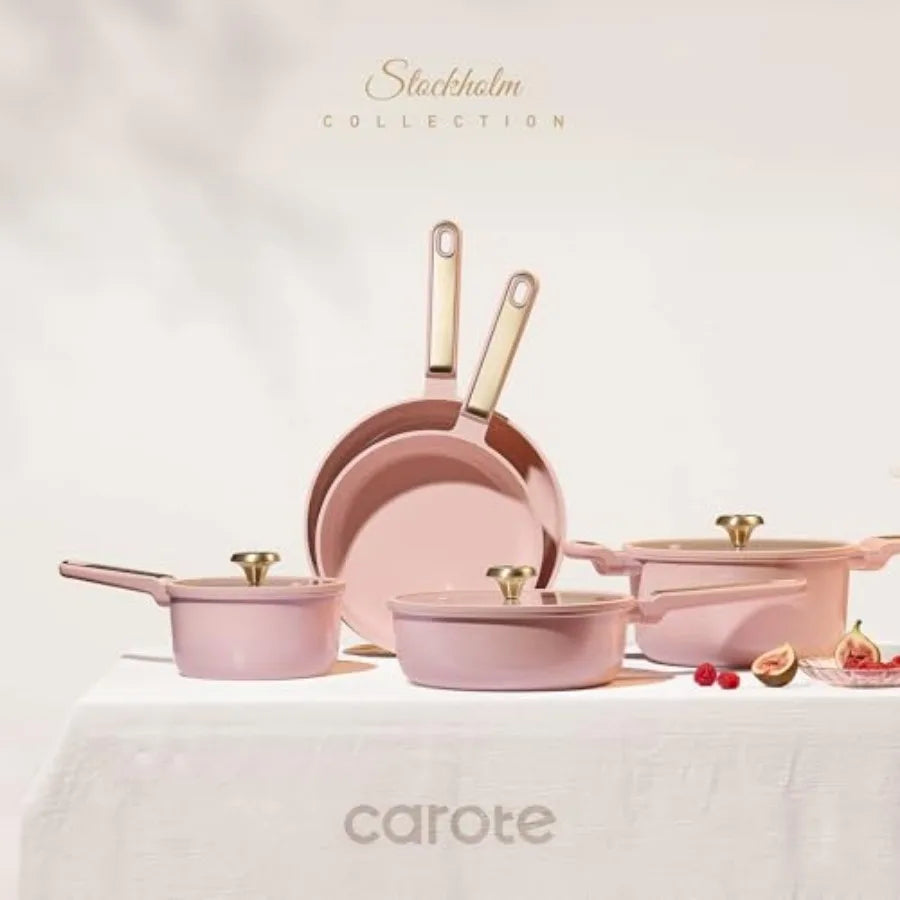Ceramic Cookware Set Nonstick, 14pcs Pots and Pans Set Nonstick, Non-Toxic and PFAS-Free, Dishwasher, RV/Camping Cookware Set,