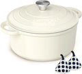 5QT Enameled Cast Iron Dutch Oven with Lid & Potholders, Heavy-Duty Cookware for Bread, Stews, Roasting